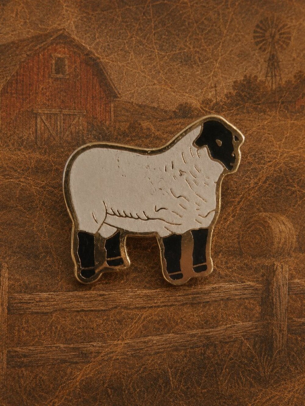 Suffolk Valais Blacknose Sheep Lamb Ewe Vintage Farm Animal Pin Tie Tack Brooch